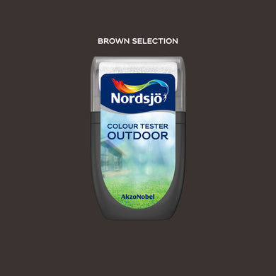 Test af udendørs maling i farven Nordsjö Brown Selection