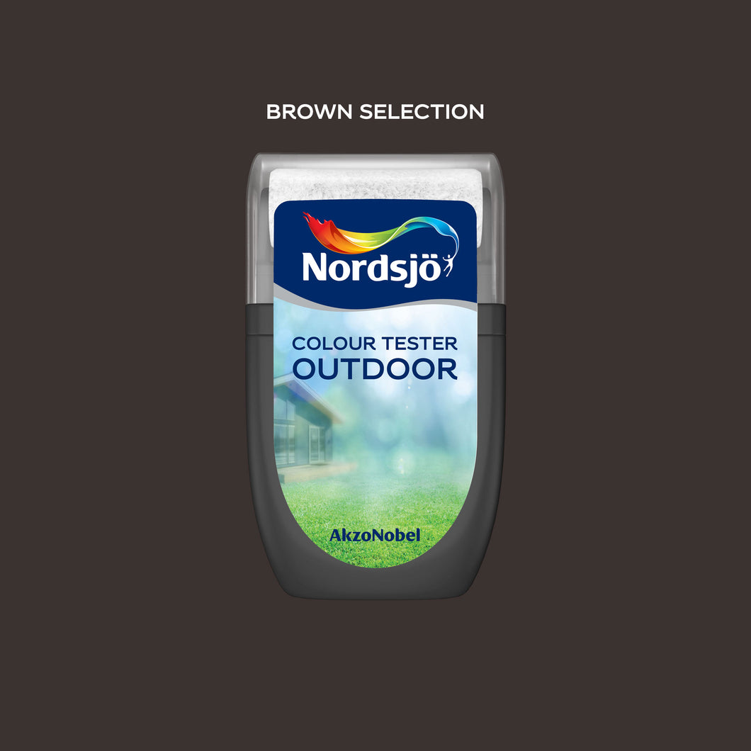 Test af udendørs maling i farven Nordsjö Brown Selection