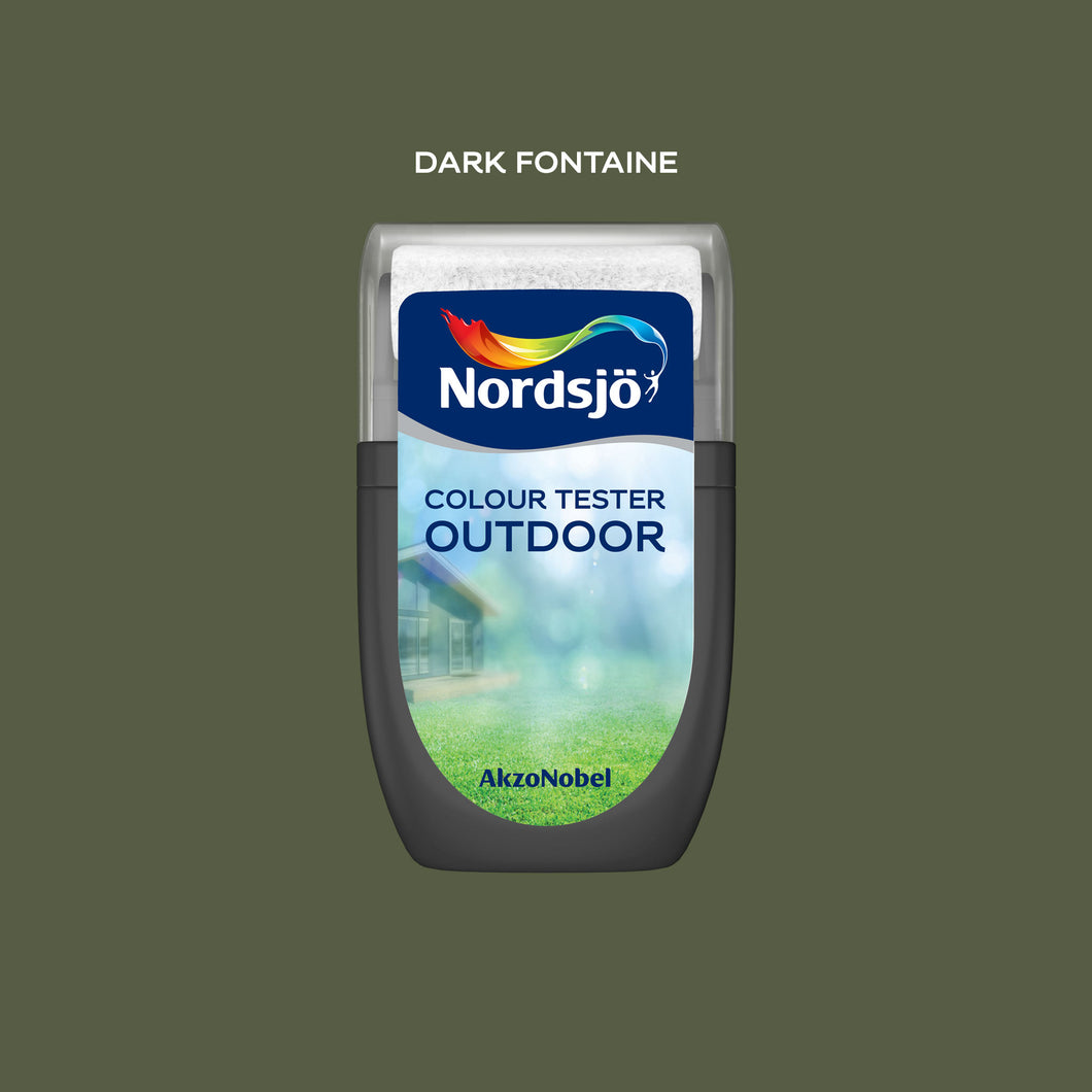 Test af udendørs maling i farven Nordsjö Dark Fontaine
