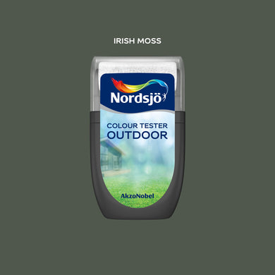 Test af udendørs maling i farven Nordsjö Irish Moss